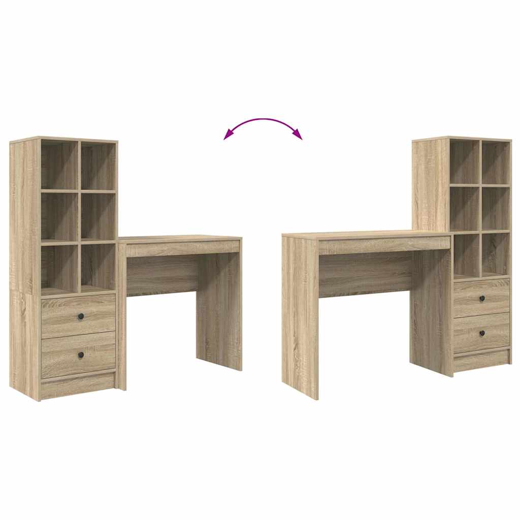 Skrivebord Med Opbevaring 2 Pcs Sonoma Eg 80 X 40 X 76 Cm - Billede 13