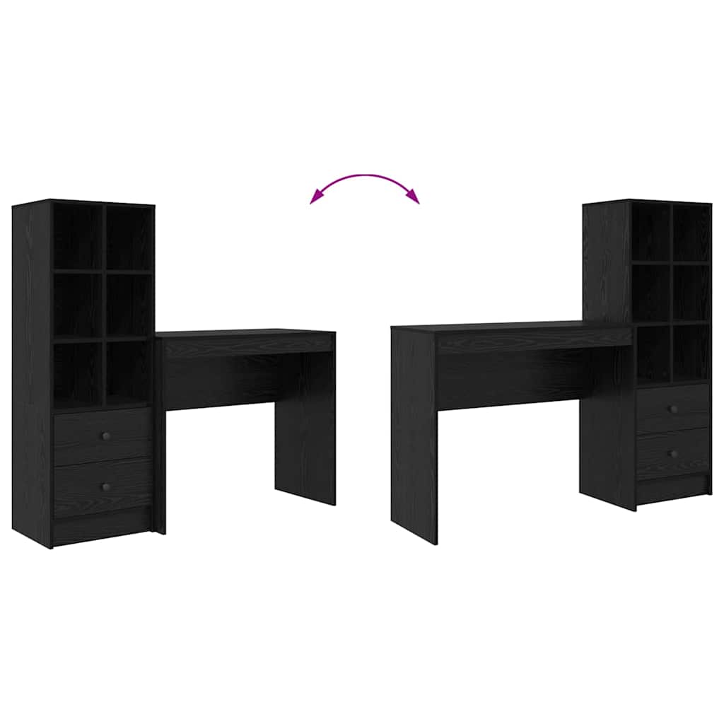 Skrivebord Med Opbevaring 2 Pcs Sort Eg 90 X 40 X 76 Cm - Billede 13