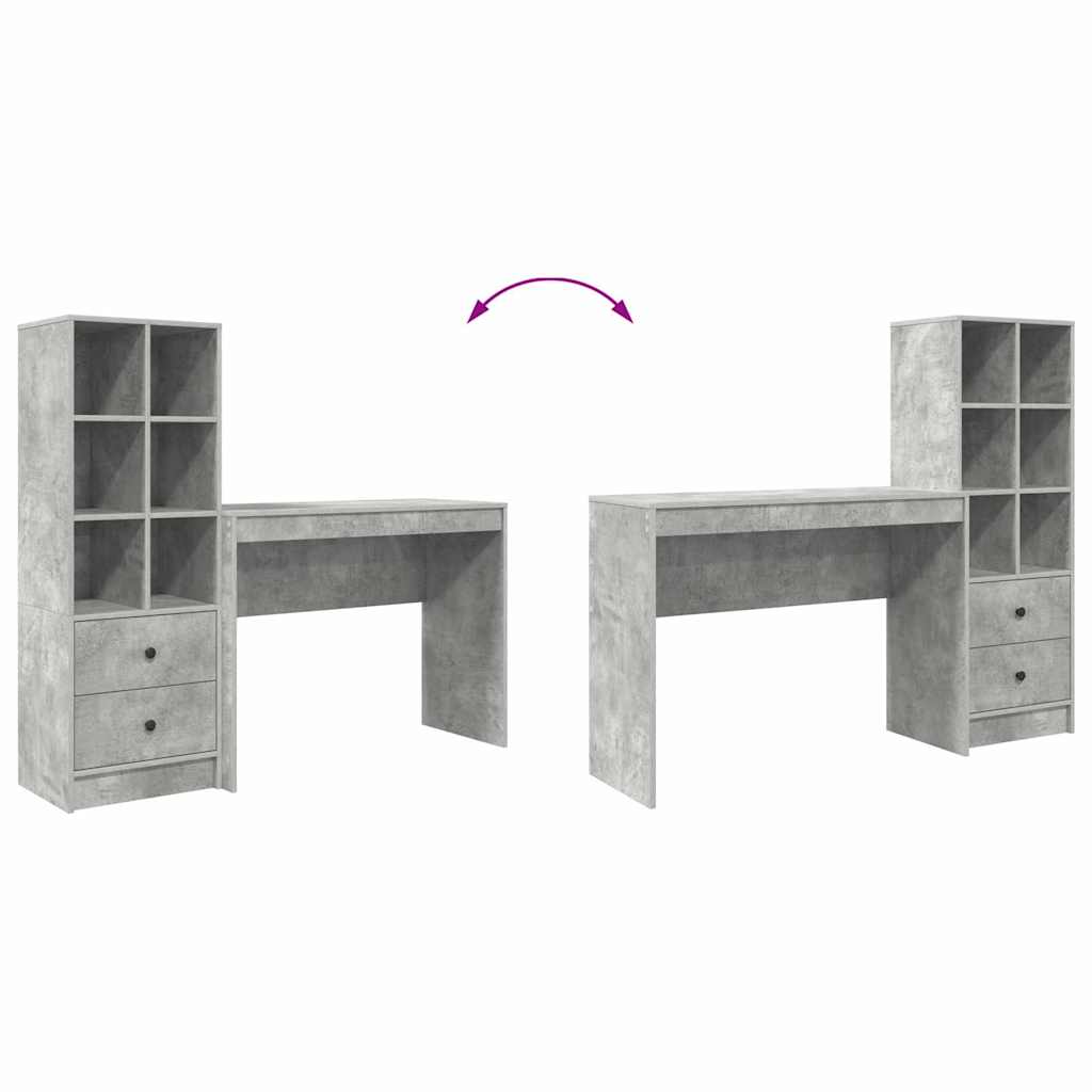 Skrivebord Med Opbevaring 2 Pcs Beton Grå 100 X 40 X 76 Cm - Billede 13