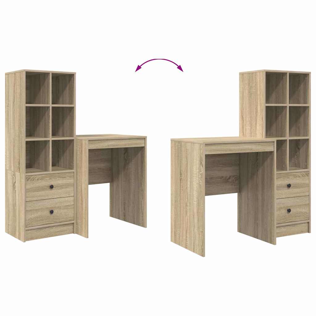 Skrivebord Med Opbevaring 2 Pcs Sonoma Eg 60 X 50 X 76 Cm - Billede 13