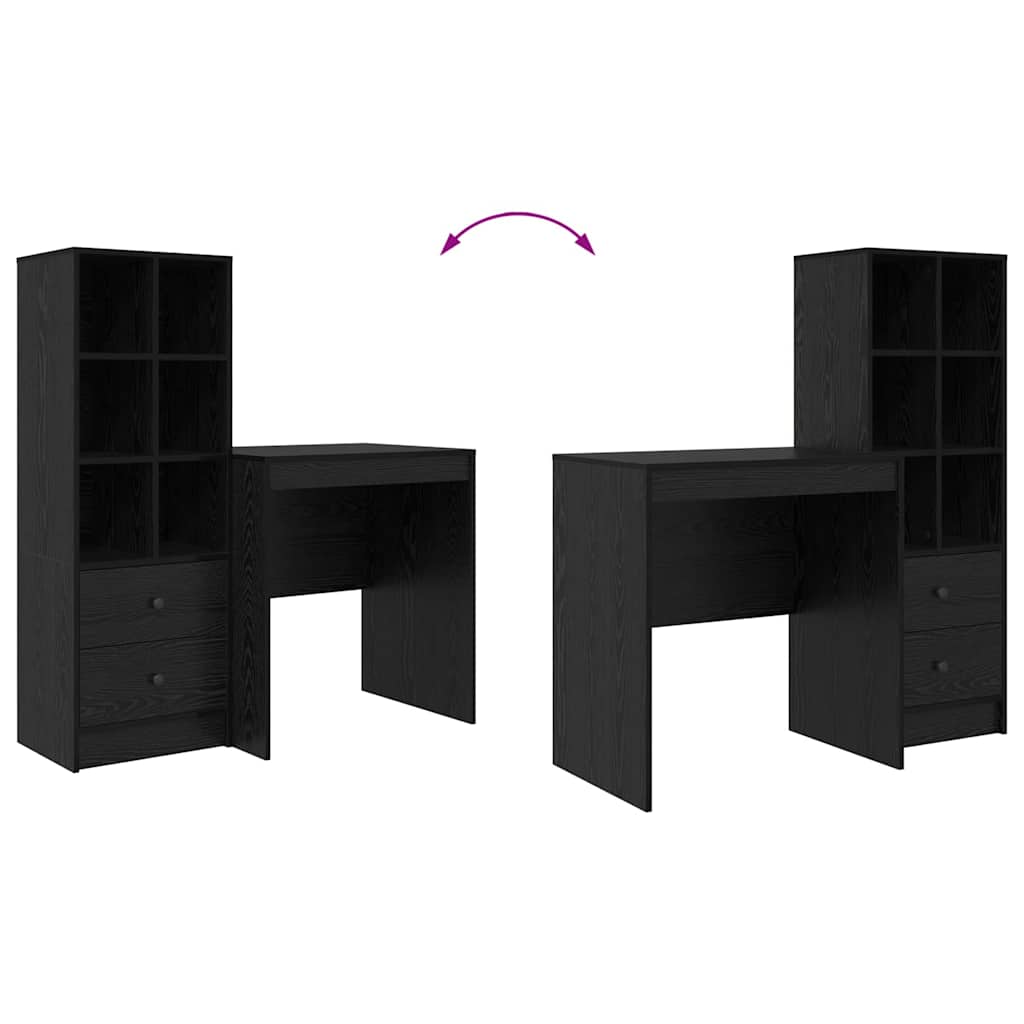 Skrivebord Med Opbevaring 2 Pcs Sort Eg 70 X 50 X 76 Cm - Billede 13