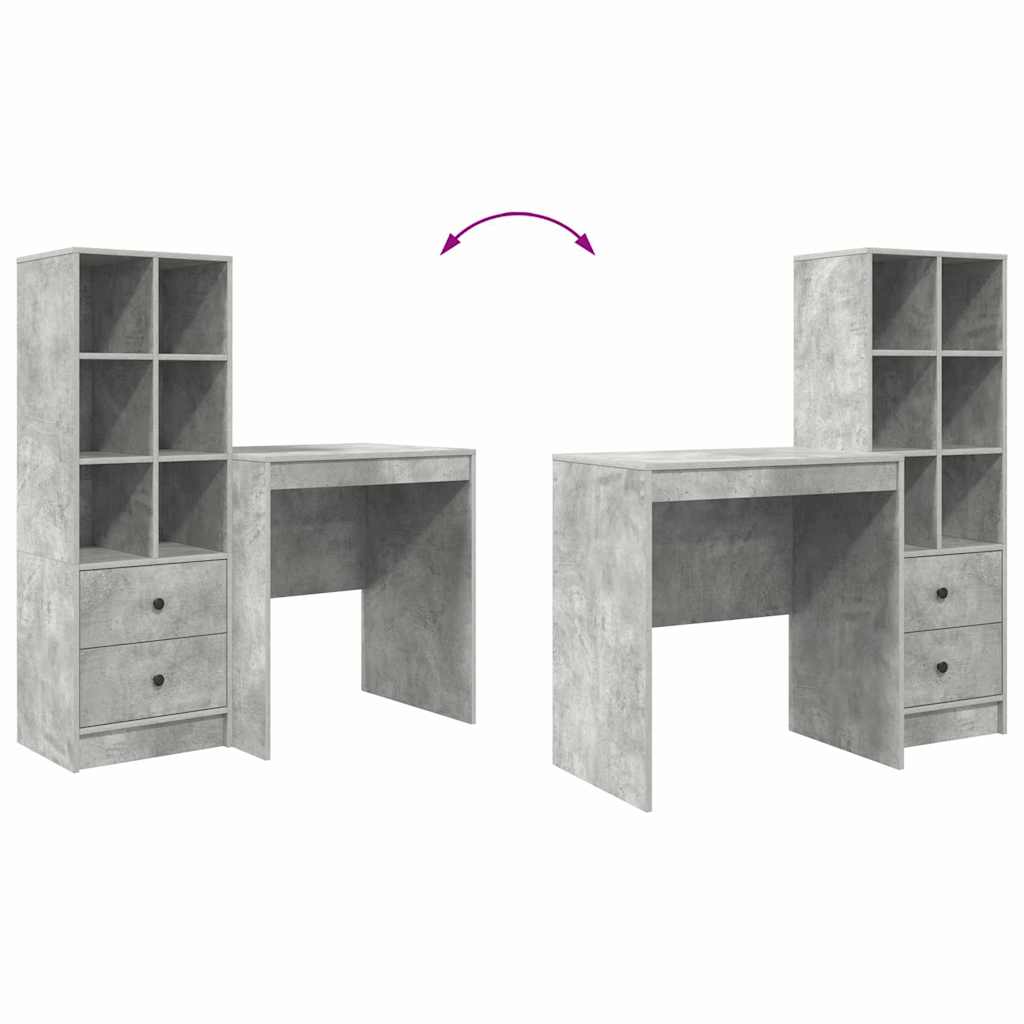 Skrivebord Med Opbevaring 2 Pcs Beton Grå 70 X 50 X 76 Cm - Billede 13