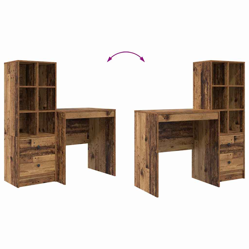 Skrivebord Med Opbevaring 2 Pcs Gammelt Træ 70 X 50 X 76 Cm - Billede 13