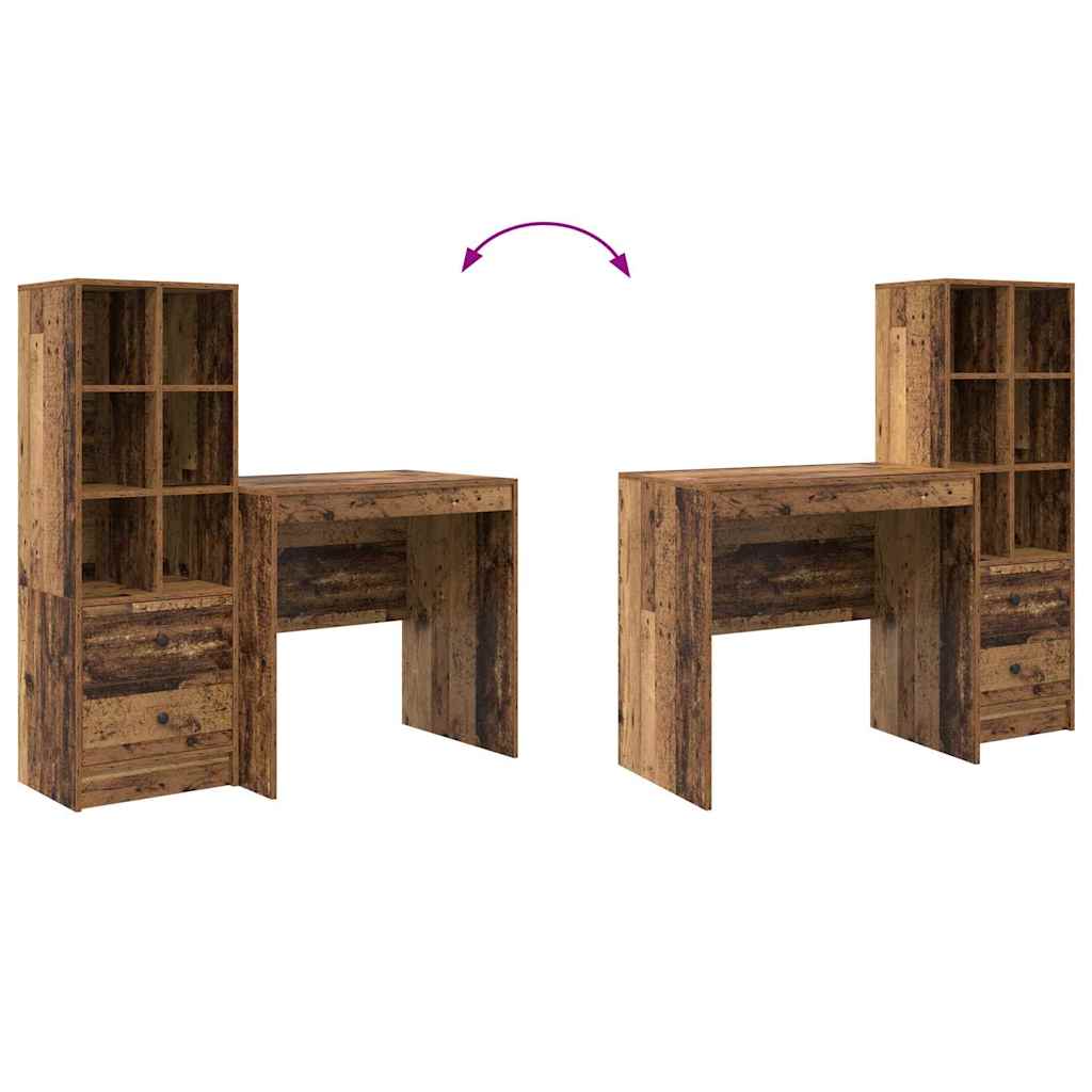 Skrivebord Med Opbevaring 2 Pcs Gammelt Træ 80 X 50 X 76 Cm - Billede 13