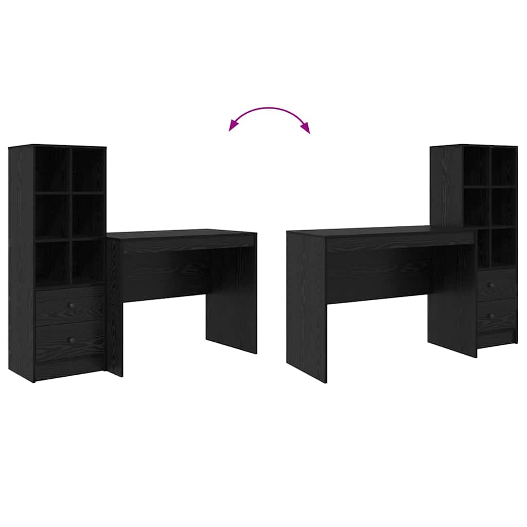Skrivebord Med Opbevaring 2 Pcs Sort Eg 100 X 50 X 76 Cm - Billede 13