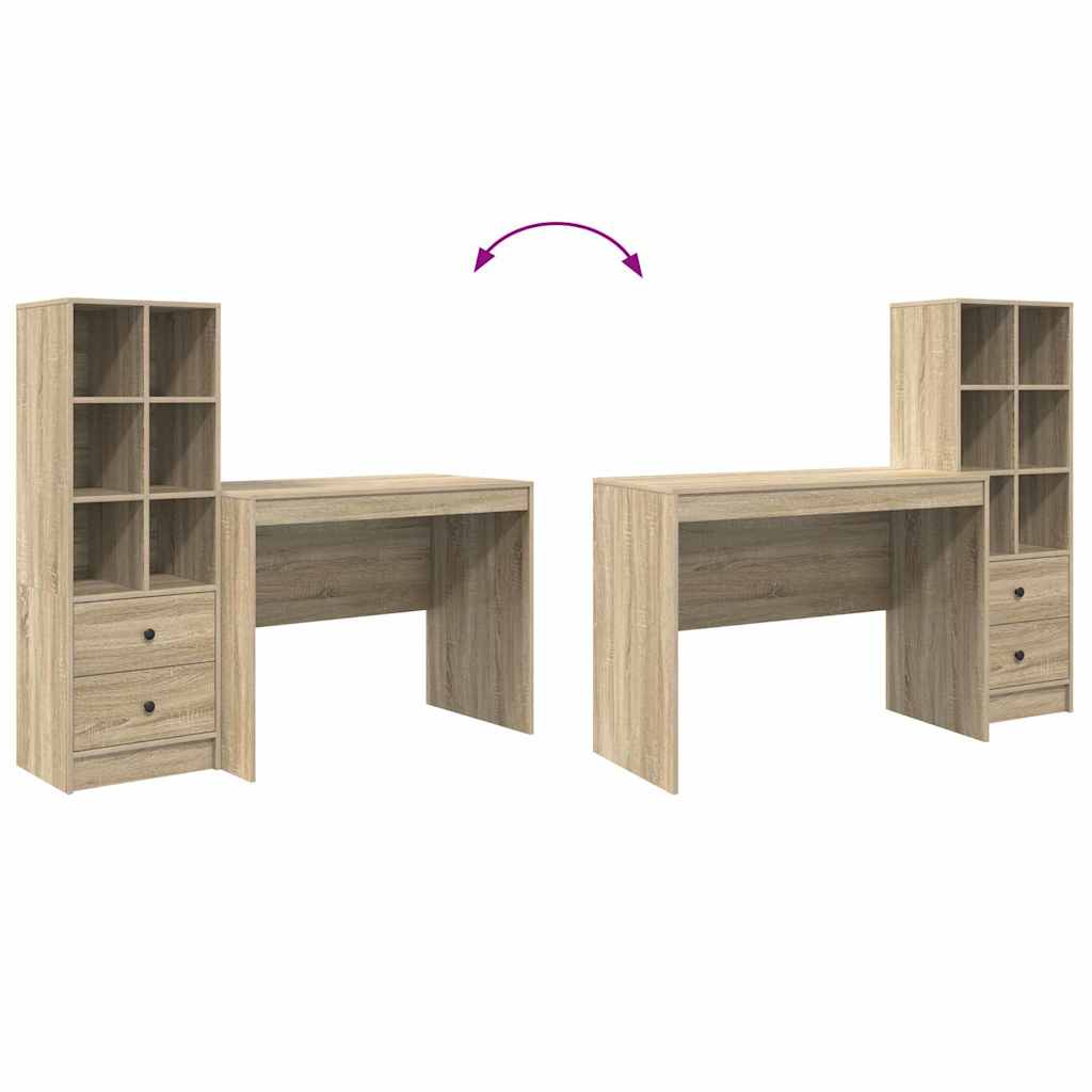 Skrivebord Med Opbevaring 2 Pcs Sonoma Eg 100 X 50 X 76 Cm - Billede 13