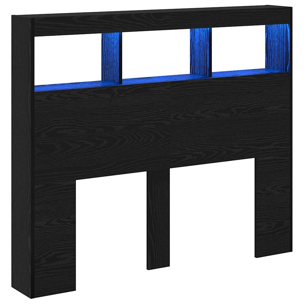 Hovedgærde Kabinet Med Led Med Hylde Sort Eg 122 17 102 Cm - Billede 2