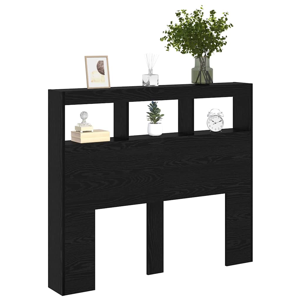 Hovedgærde Kabinet Med Led Med Hylde Sort Eg 122 17 102 Cm - Billede 3
