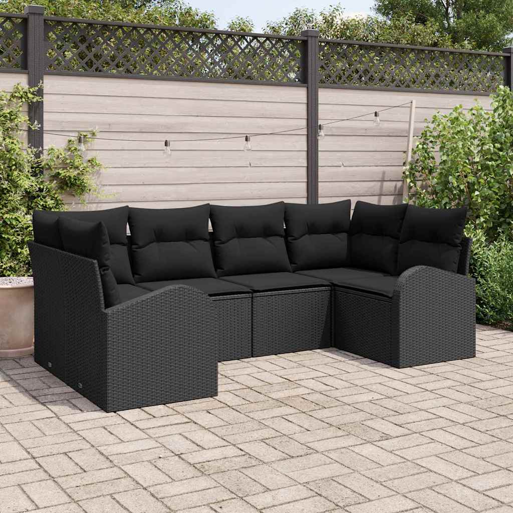 Havesofa Sæt Med Pude 6 Dele Poly Rattan