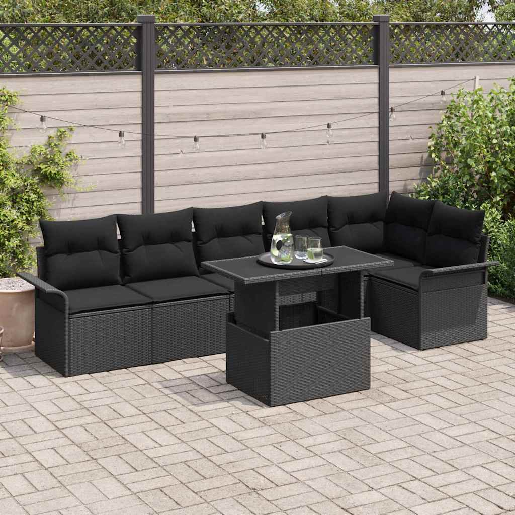Havesofa Sæt Med Pude 7 Dele Poly Rattan