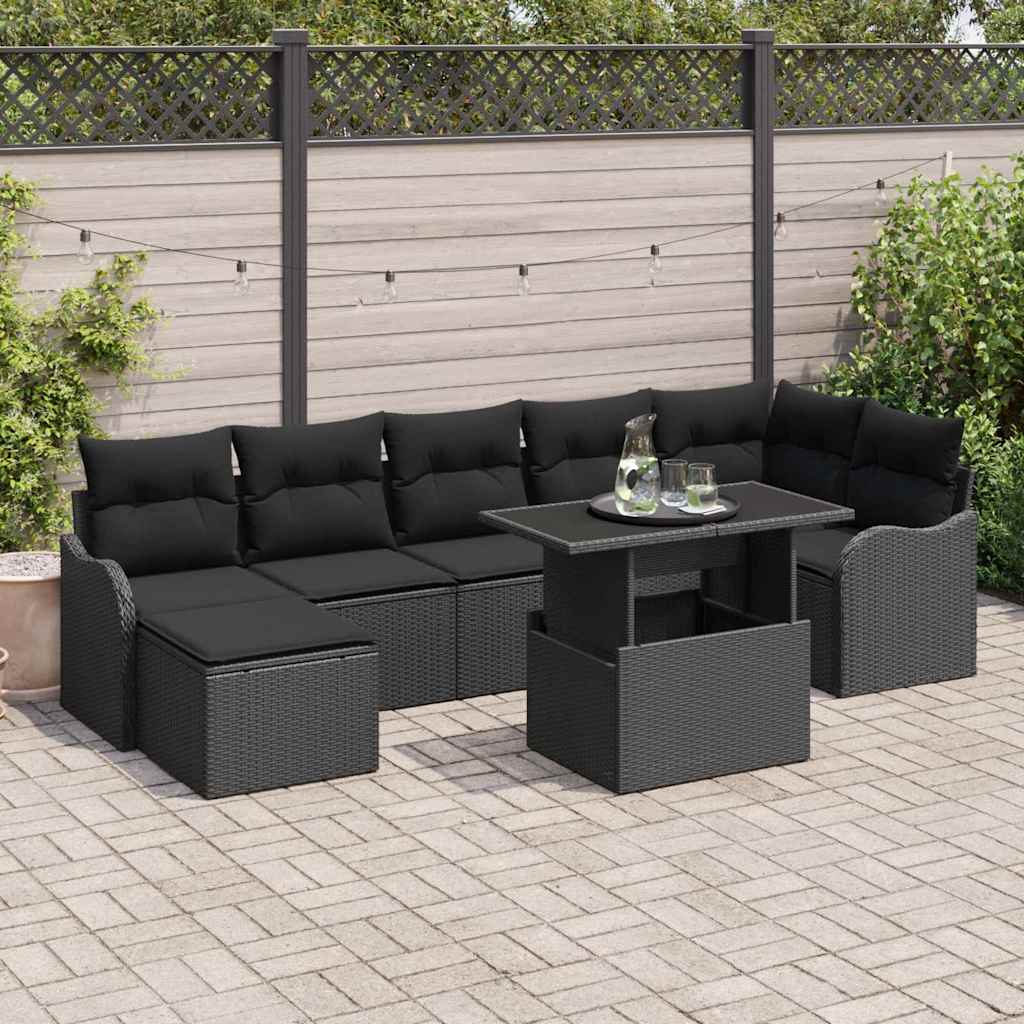 Havesofa Sæt Med Pude 8 Dele Poly Rattan