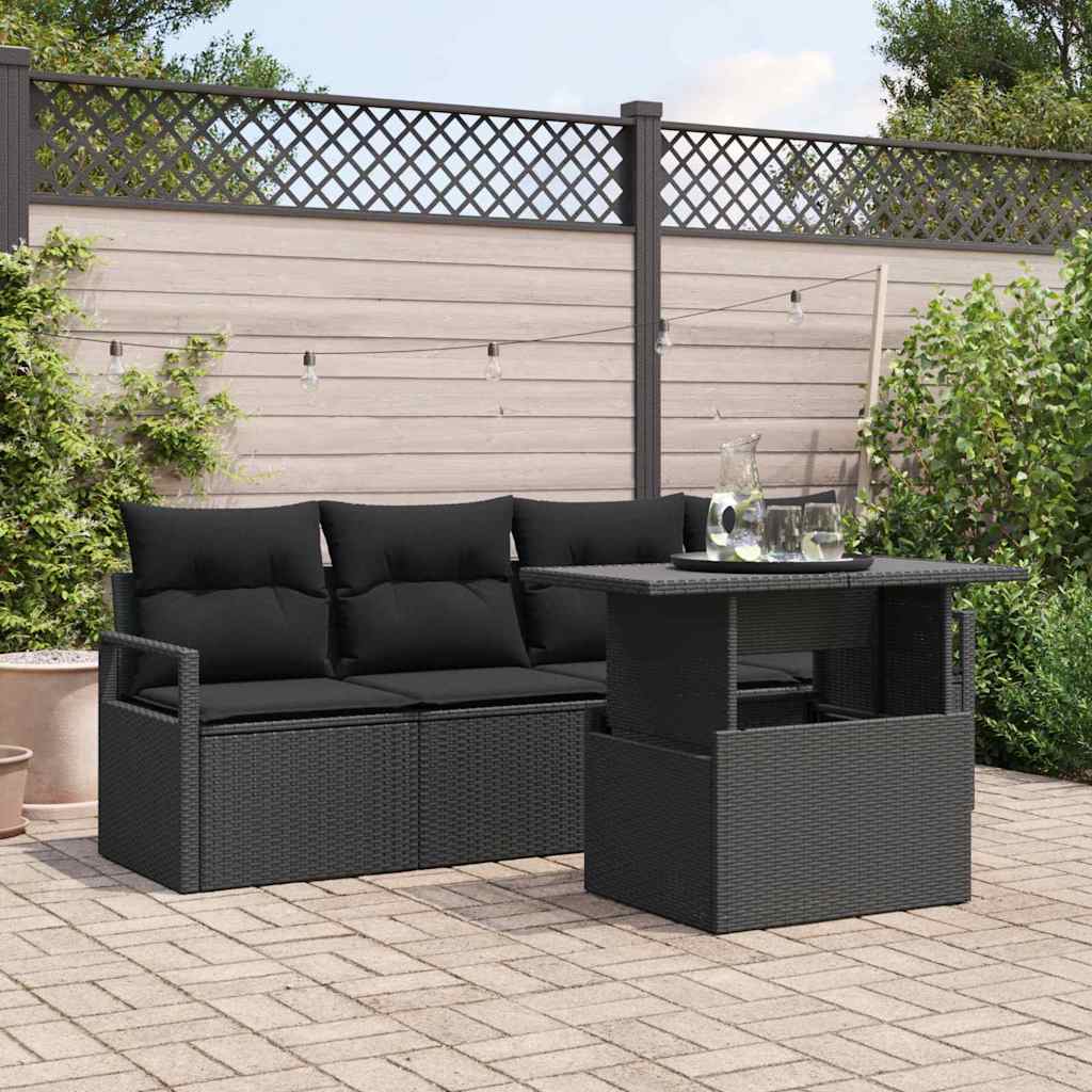 Havesofa Sæt Med Opbevaring 5 Dele Polyrattan