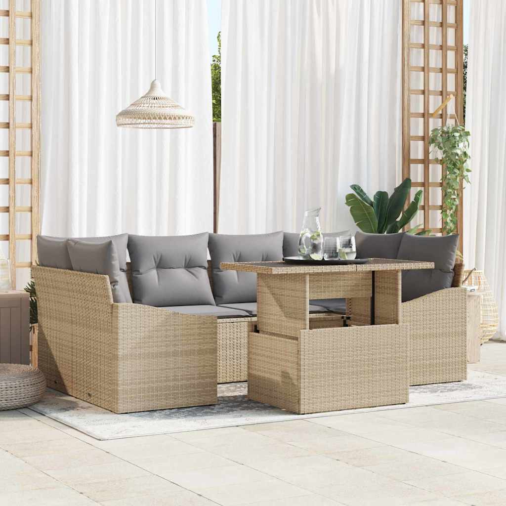 Havesofa Sæt Med Pude 7 Dele Polyrattan - Variant 3348936
