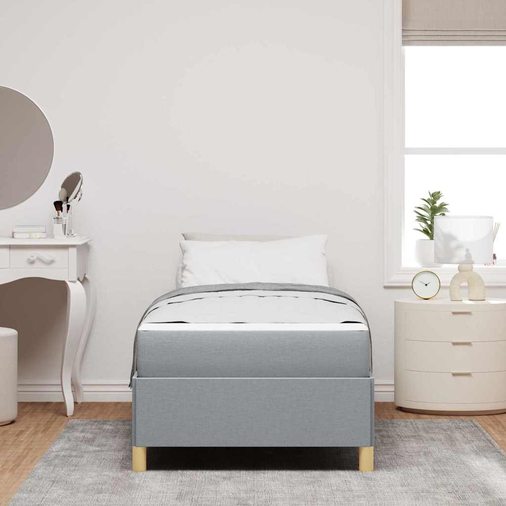 Box Spring Seng Lys Grå Og Hvid Og Lys Grå 90 X 200 Cm Stof - Billede 4