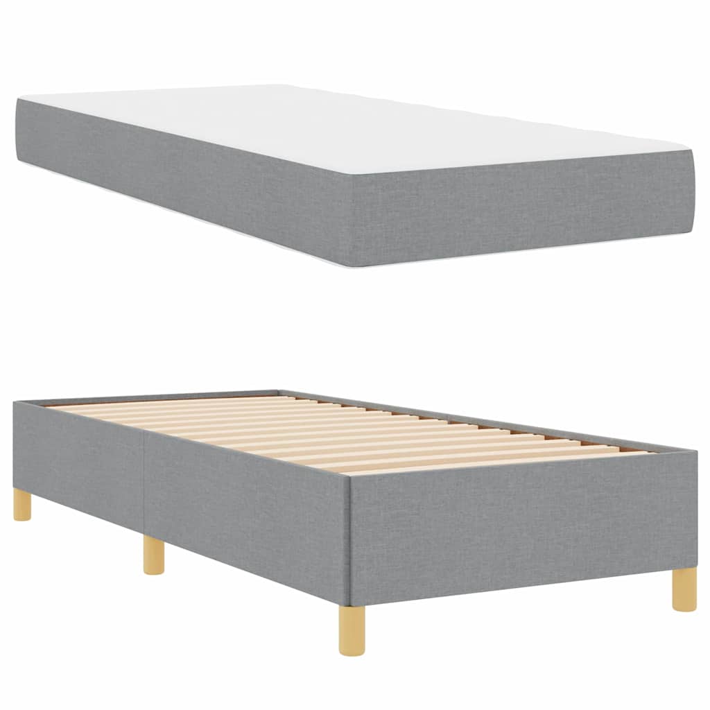 Box Spring Seng Lys Grå Og Hvid Og Lys Grå 90 X 200 Cm Stof - Billede 5