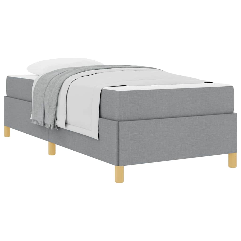 Box Spring Seng Lys Grå Og Hvid Og Lys Grå 90 X 200 Cm Stof - Billede 3