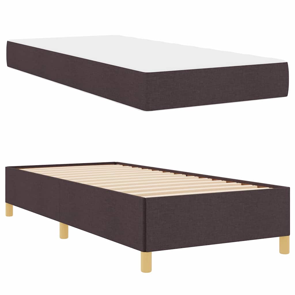 Box Spring Seng Med Madras Mørkebrun Og Hvid 100 X 200 Cm Stof - Billede 5