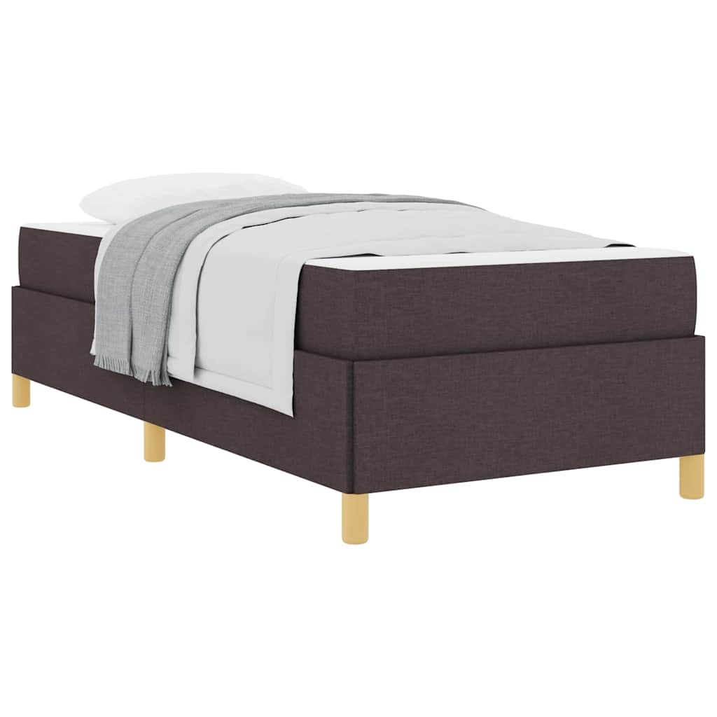 Box Spring Seng Med Madras Mørkebrun Og Hvid 100 X 200 Cm Stof - Billede 3