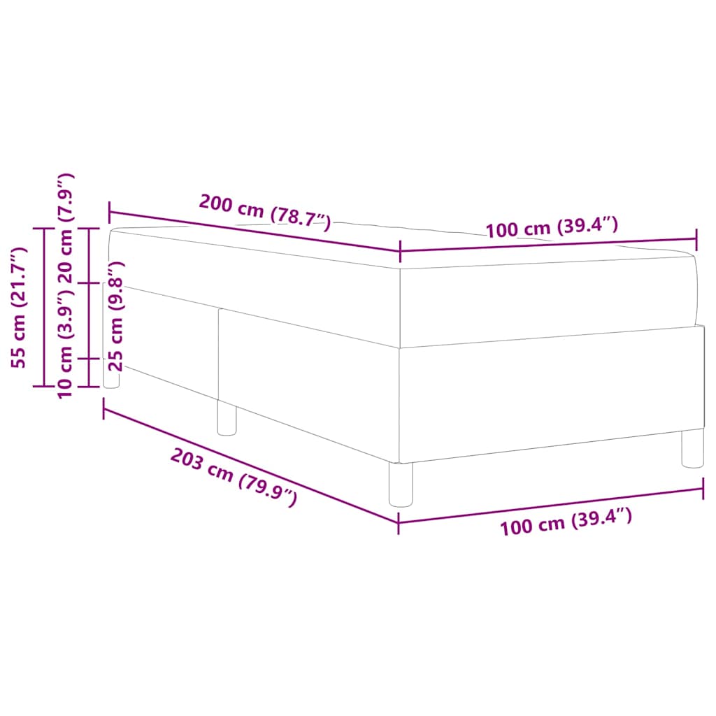 Box Spring Seng Med Madras Mørkebrun Og Hvid 100 X 200 Cm Stof - Billede 12