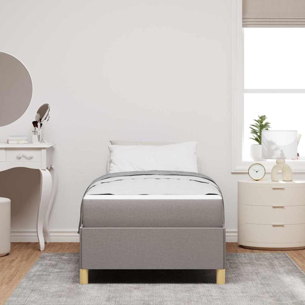 Box Spring Seng Taupe Og Beige Og Hvid 100 X 200 Cm Stof - Billede 4