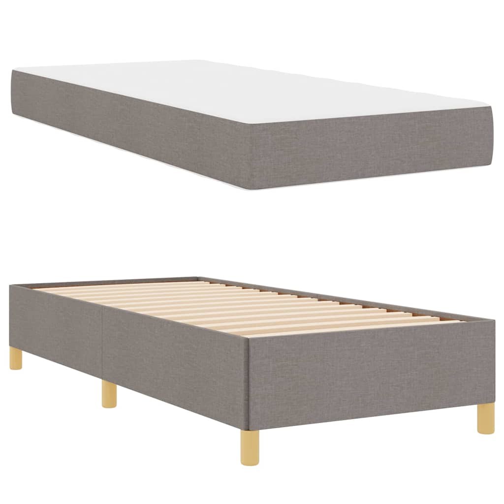 Box Spring Seng Taupe Og Beige Og Hvid 100 X 200 Cm Stof - Billede 5