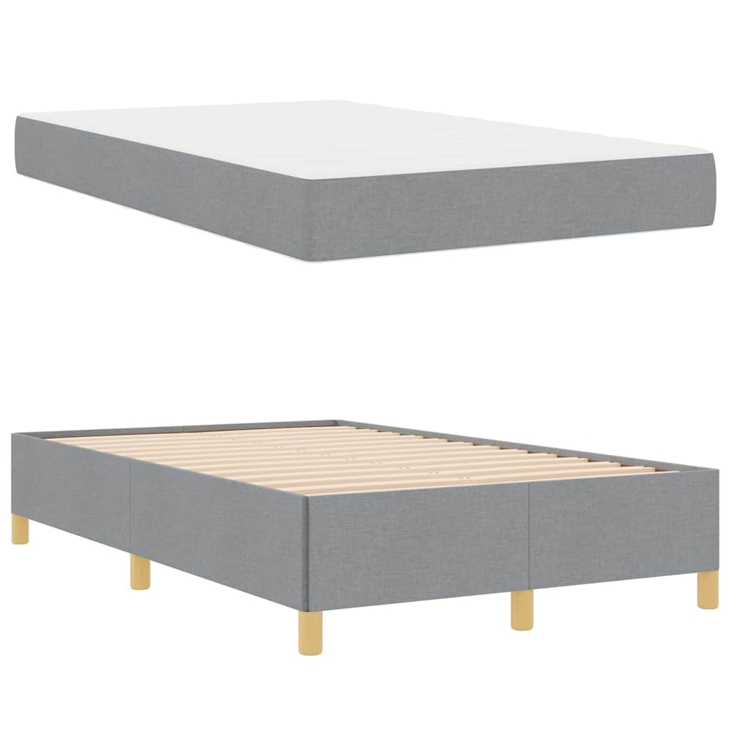 Box Spring Seng Med Madras Lysegrå Og Hvid 120 X 190 Cm Stof - Billede 5