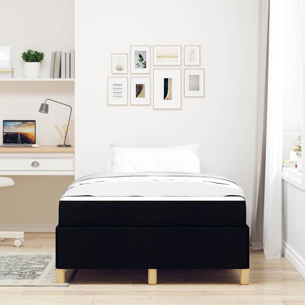 Box Spring Seng Sort Og Hvid Og Sort 120 X 190 Cm Stof - Billede 4