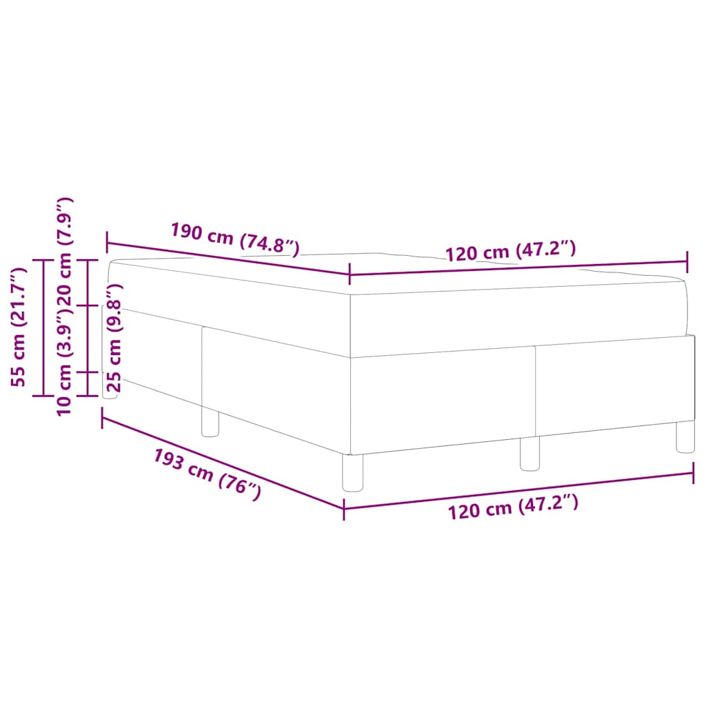 Box Spring Seng Sort Og Hvid Og Sort 120 X 190 Cm Stof - Billede 12