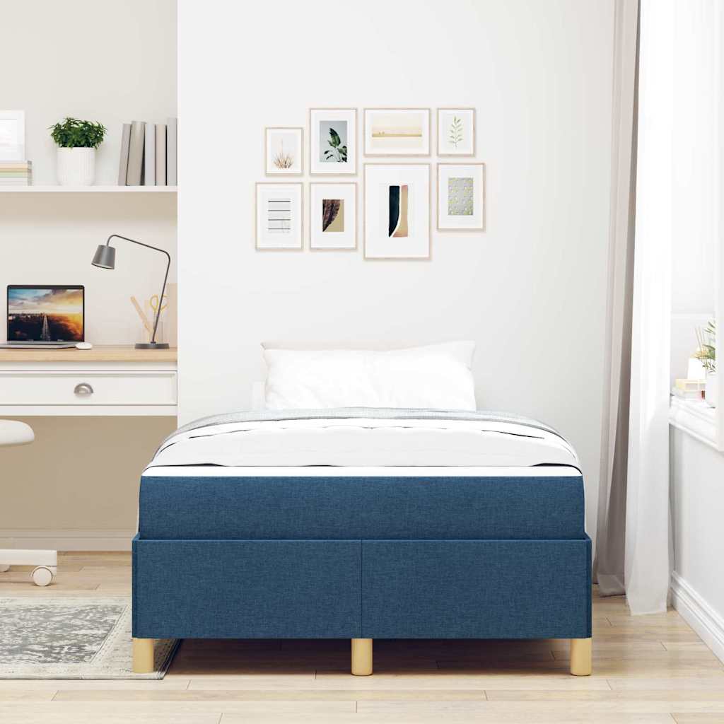 Box Spring Seng Med Madras Blå 120 X 190 Cm Stof - Billede 4