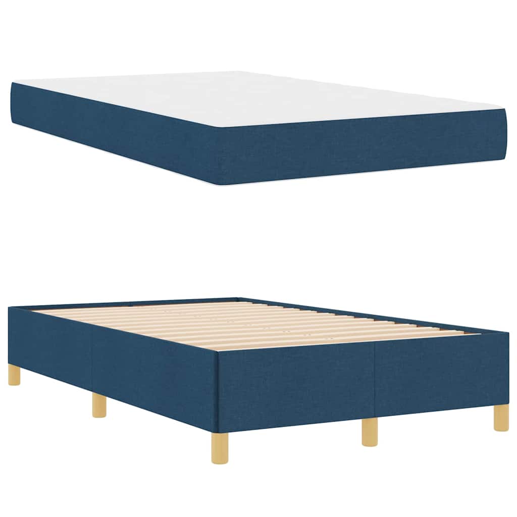 Box Spring Seng Med Madras Blå 120 X 190 Cm Stof - Billede 5