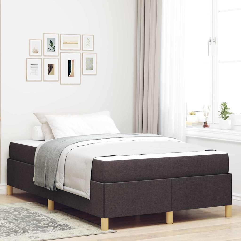 Box Spring Seng Hvid Og Mørkebrun 120 X 200 Cm Polyester - Hovedbillede