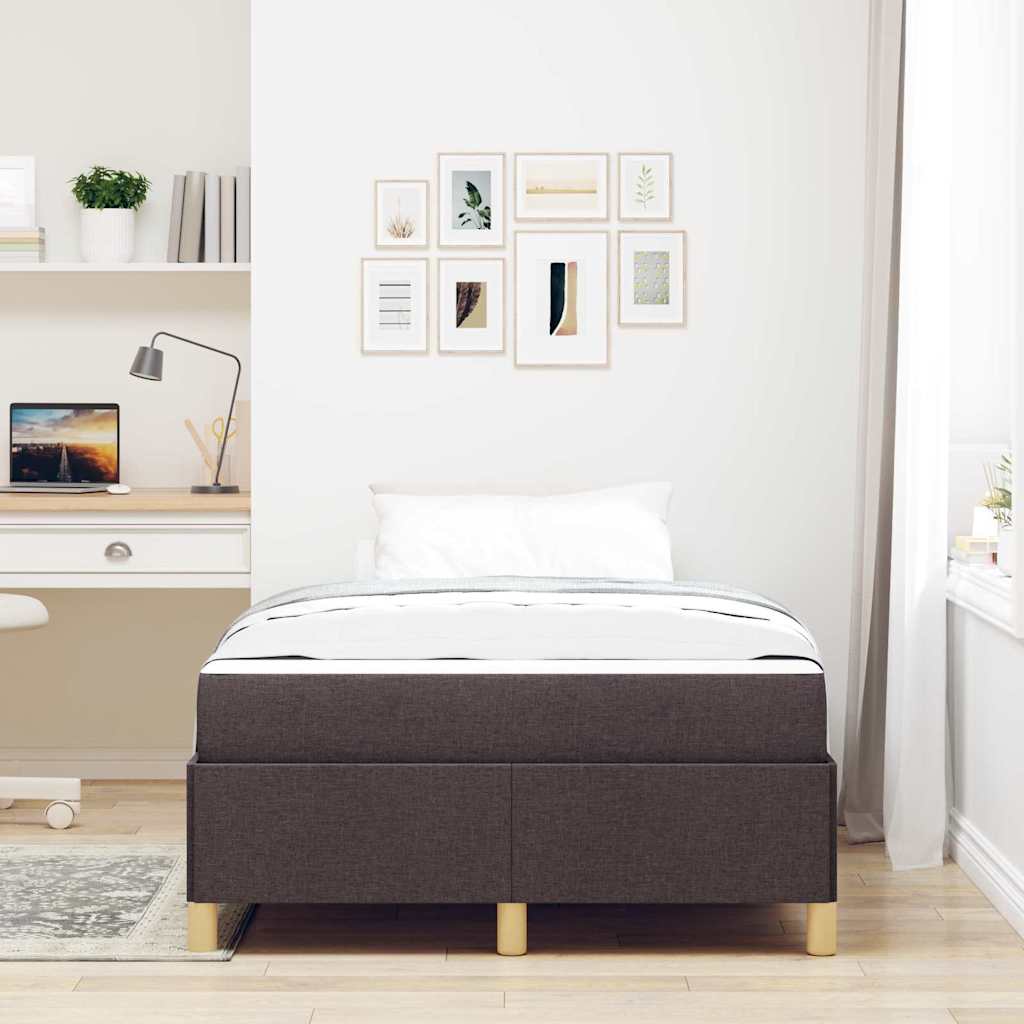 Box Spring Seng Hvid Og Mørkebrun 120 X 200 Cm Polyester - Billede 4