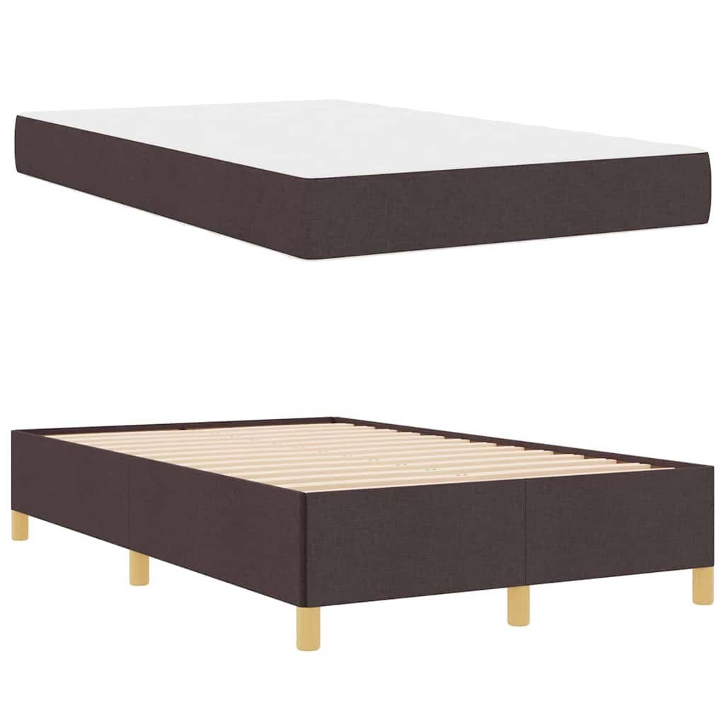 Box Spring Seng Hvid Og Mørkebrun 120 X 200 Cm Polyester - Billede 5