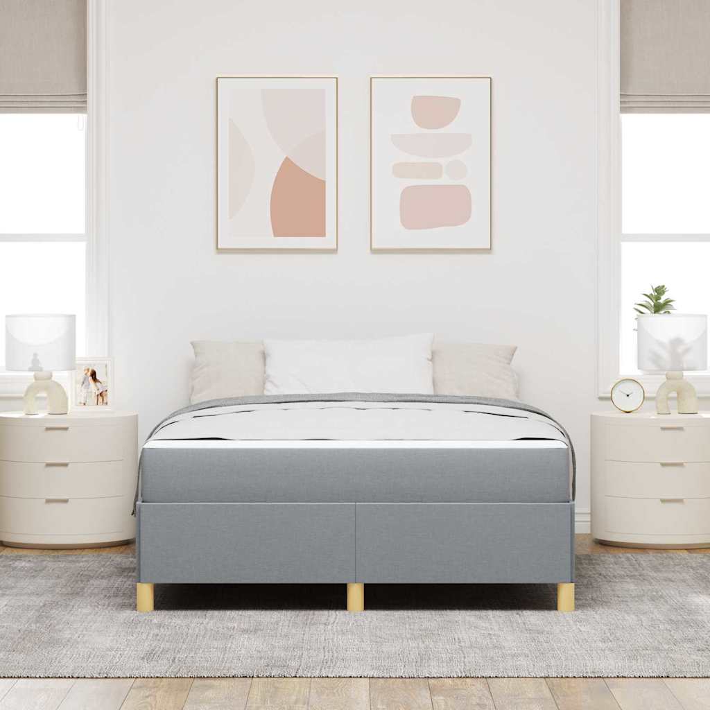 Box Spring Seng Lys Grå Og Hvid Og Lys Grå 140 X 190 Cm Stof - Billede 4
