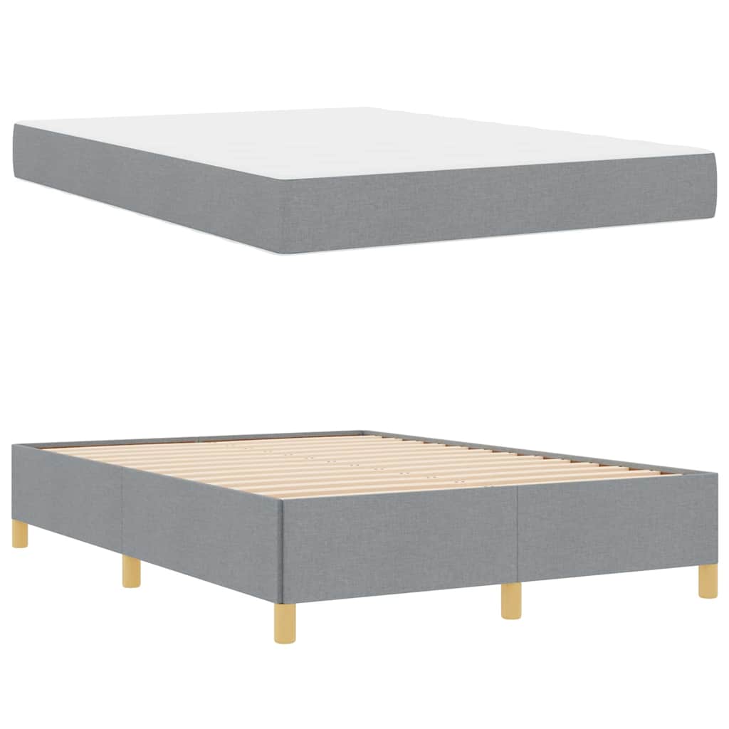 Box Spring Seng Lys Grå Og Hvid Og Lys Grå 140 X 190 Cm Stof - Billede 5