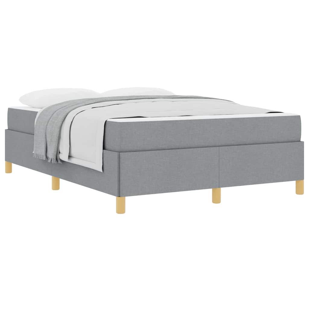 Box Spring Seng Lys Grå Og Hvid Og Lys Grå 140 X 190 Cm Stof - Billede 3