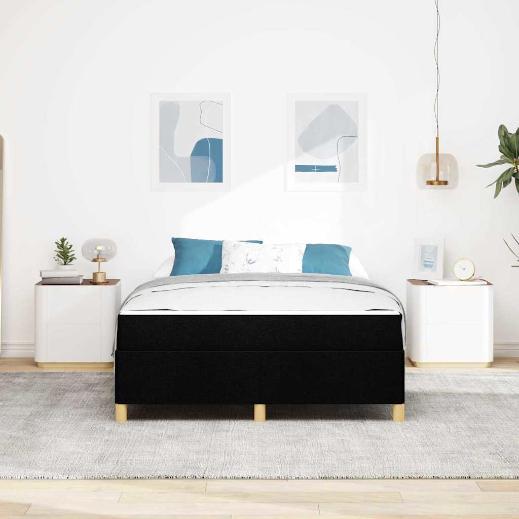 Box Spring Seng Med Madras Hvid Og Sort 140 X 190 Cm Stof - Billede 4