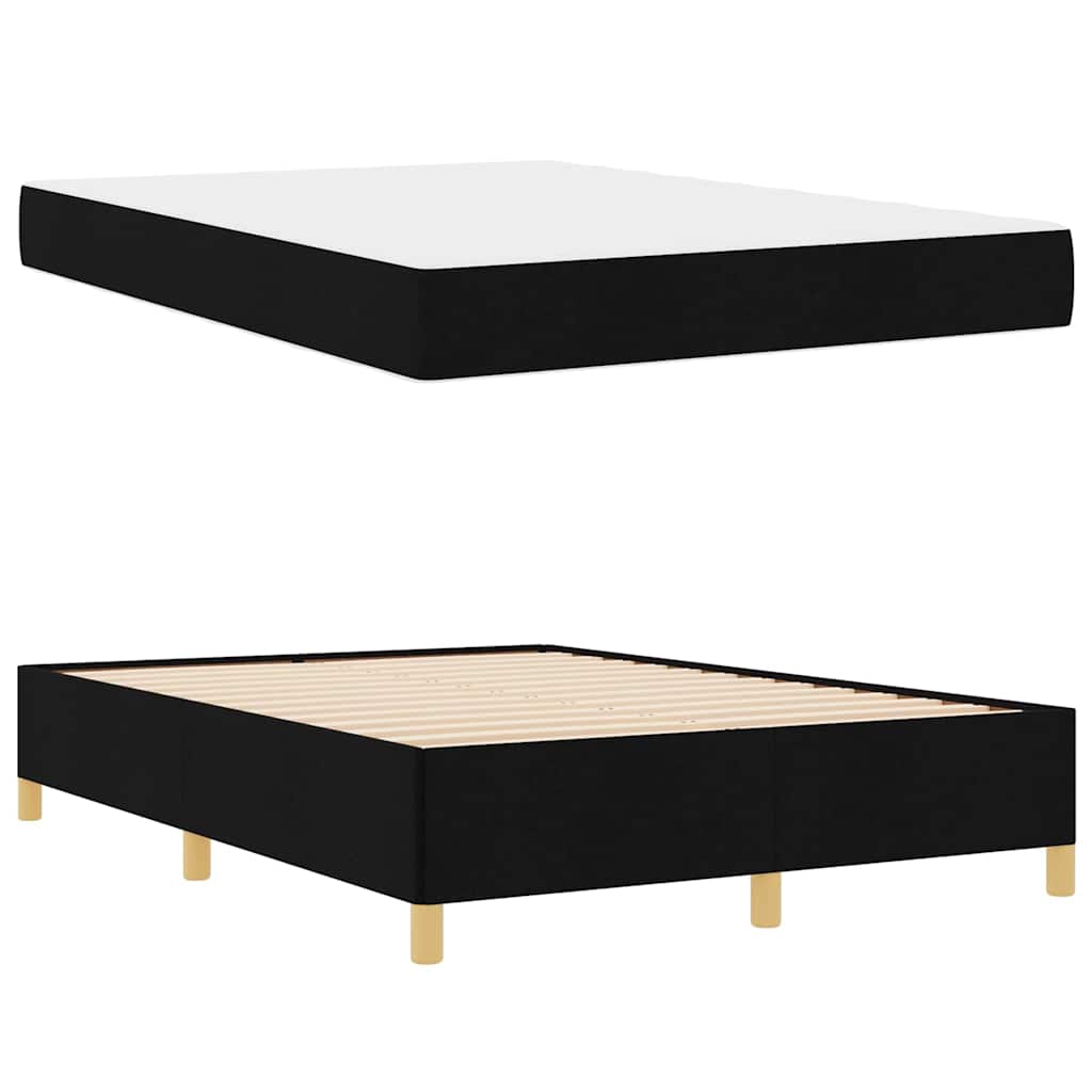 Box Spring Seng Med Madras Hvid Og Sort 140 X 190 Cm Stof - Billede 5