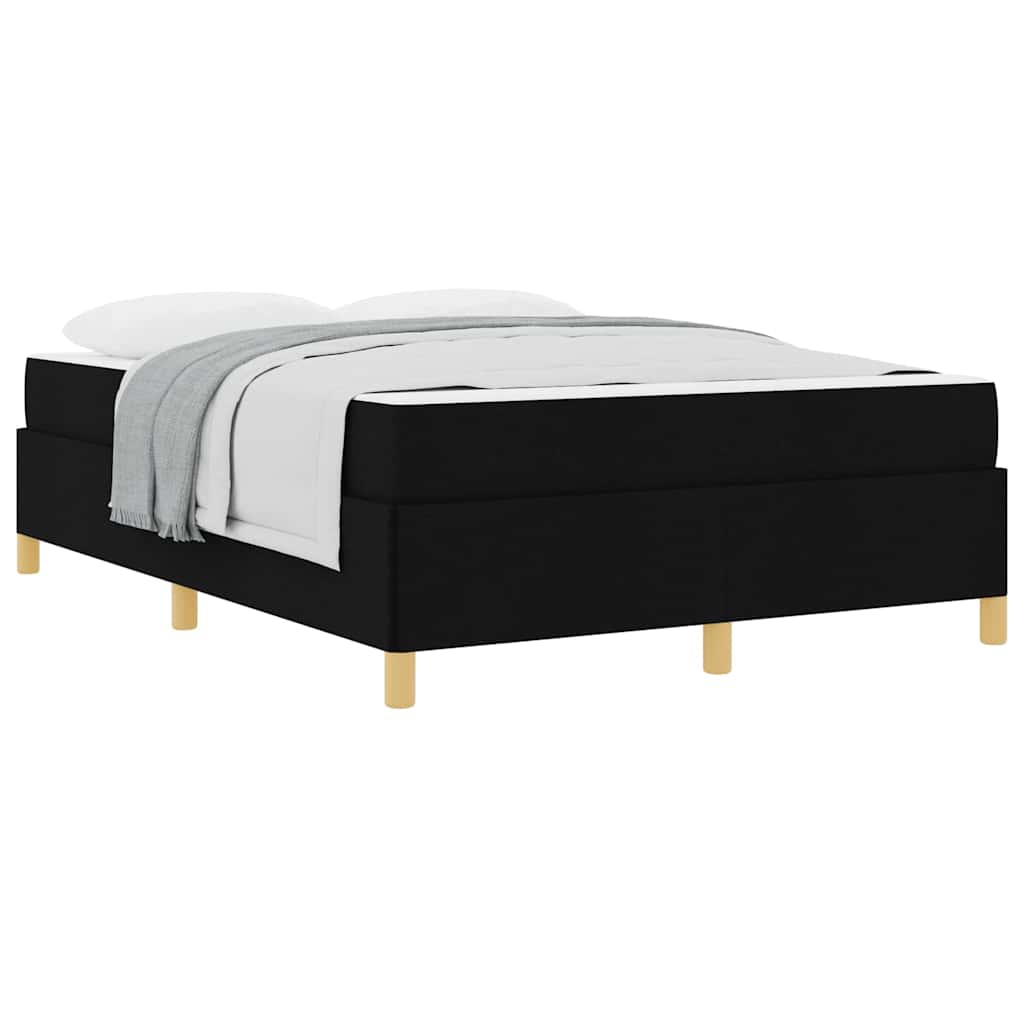 Box Spring Seng Sort Og Hvid Og Sort 160 X 200 Cm Stof - Billede 3