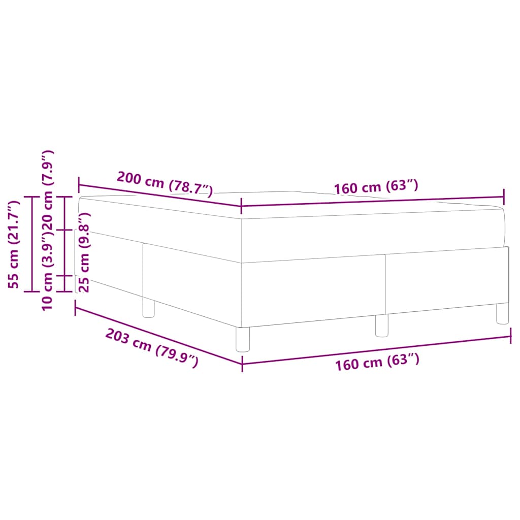 Box Spring Seng Sort Og Hvid Og Sort 160 X 200 Cm Stof - Billede 12