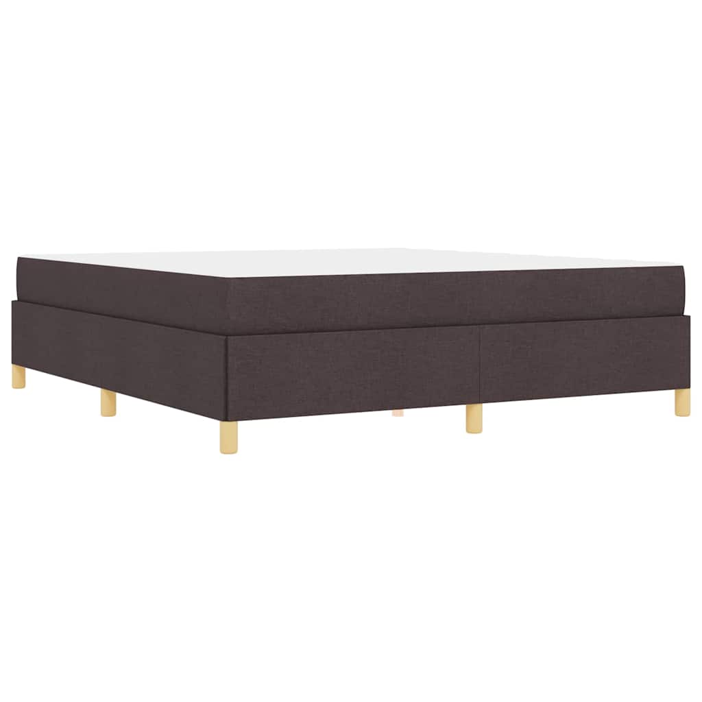 Box Spring Seng Med Madras Mørkebrun Og Hvid 180 X 200 Cm Stof - Billede 8