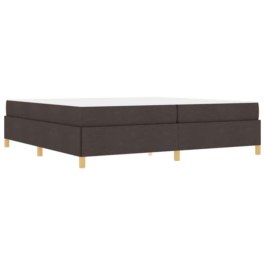 Box Spring Seng Med Madras Mørkebrun Og Hvid 200 X 200 Cm Stof - Billede 2