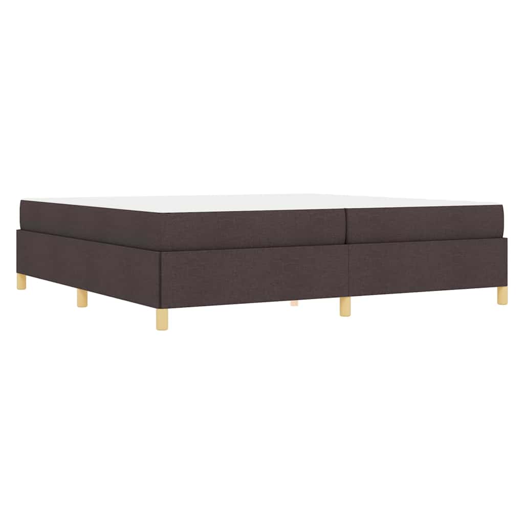 Box Spring Seng Med Madras Mørkebrun Og Hvid 200 X 200 Cm Stof - Billede 8