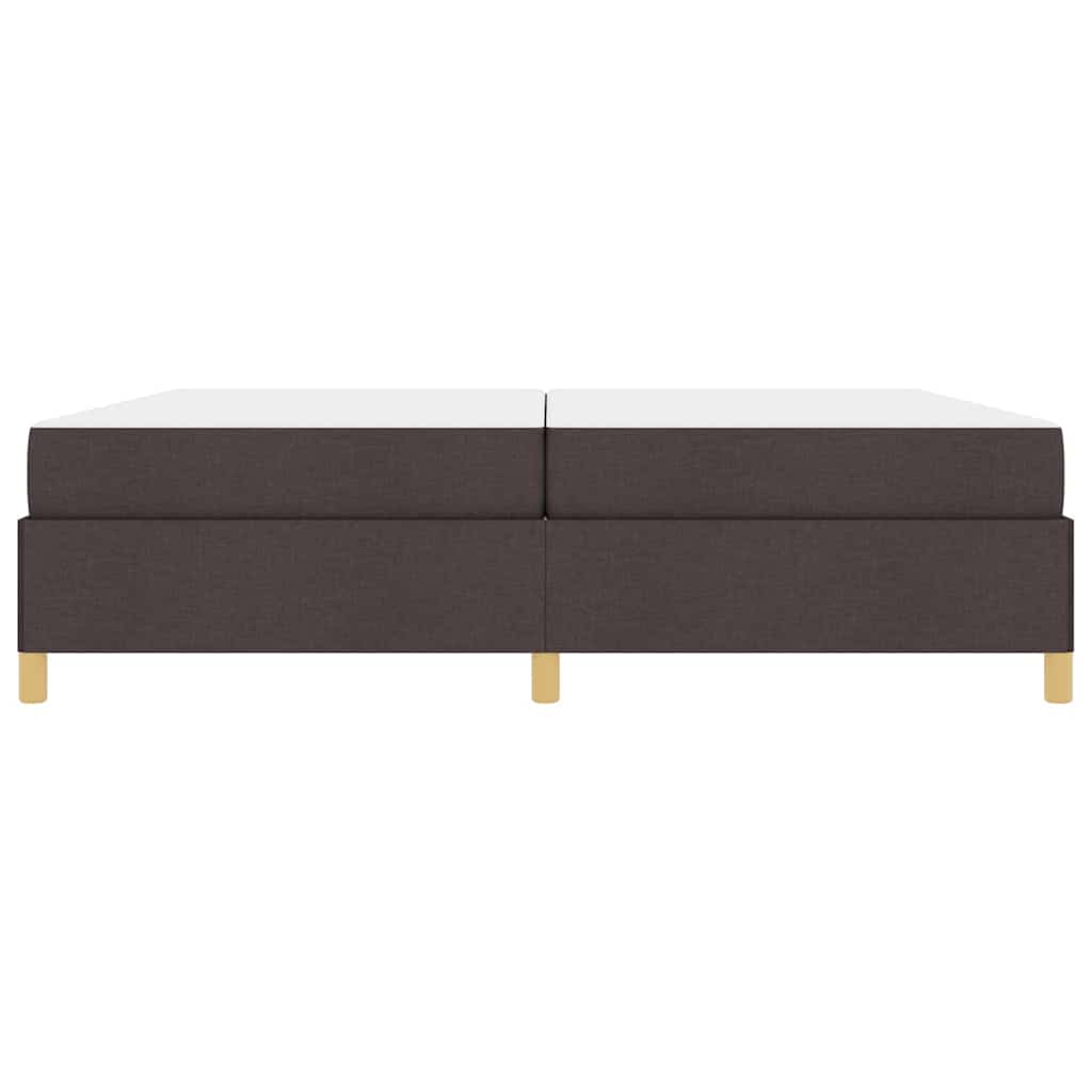 Box Spring Seng Med Madras Mørkebrun Og Hvid 200 X 200 Cm Stof - Billede 6