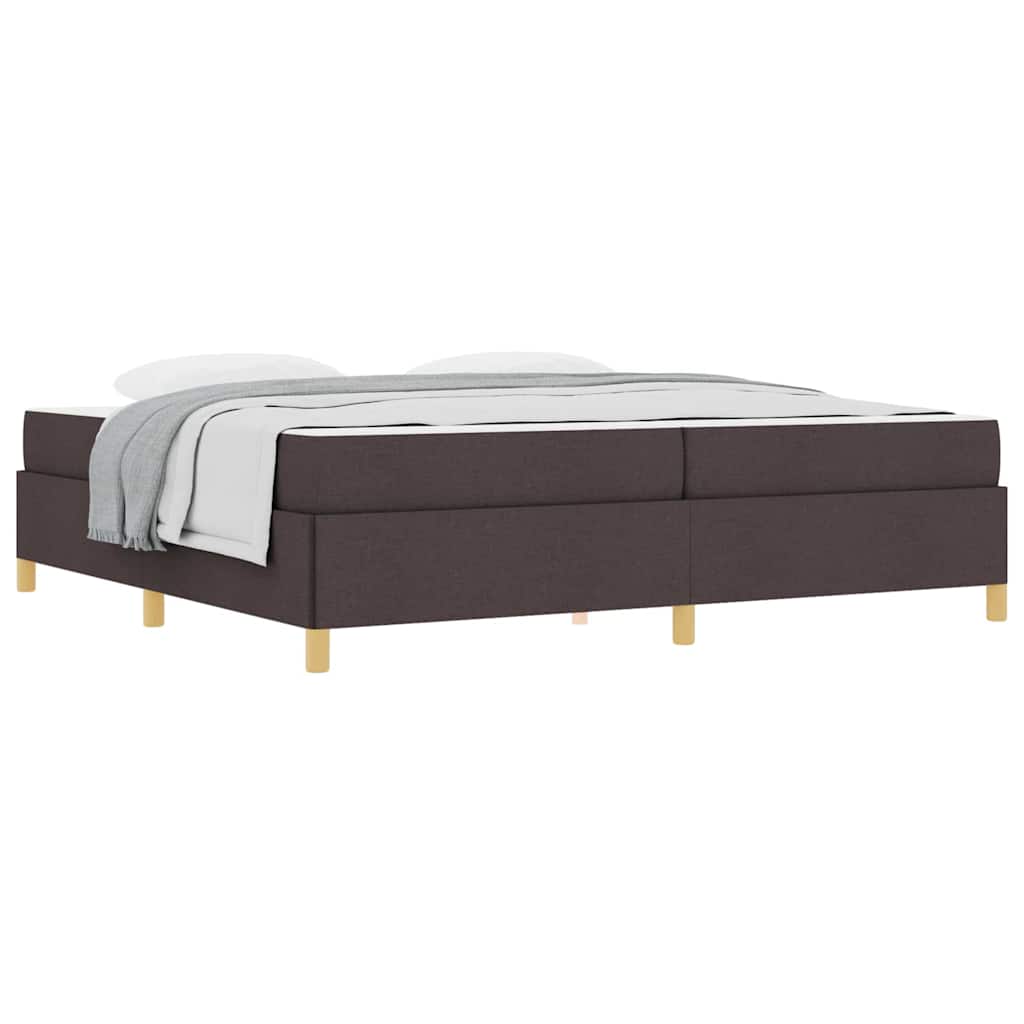 Box Spring Seng Med Madras Mørkebrun Og Hvid 200 X 200 Cm Stof - Billede 3