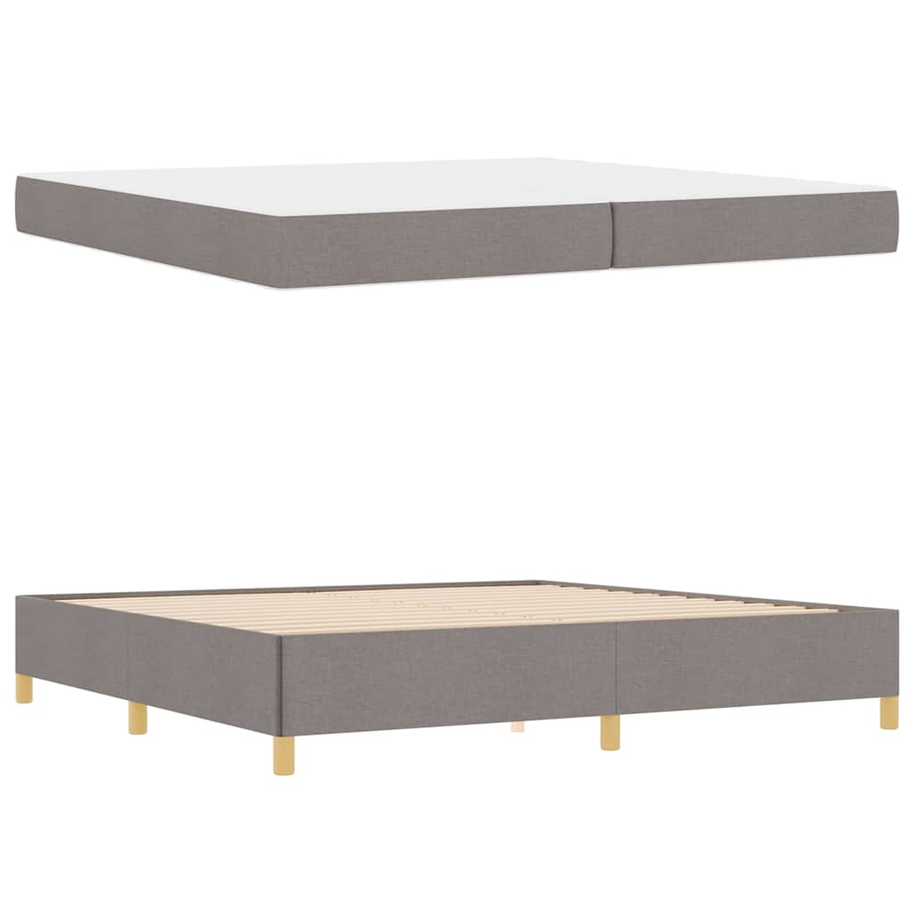 Box Spring Seng Med Madras Taupe Og Hvid 200 X 200 Cm Stof - Billede 5