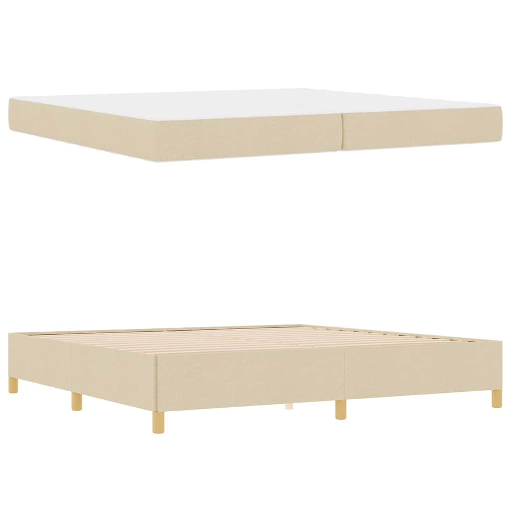 Box Spring Seng Med Madras Hvid Og Creme 200 X 200 Cm Stof - Billede 5