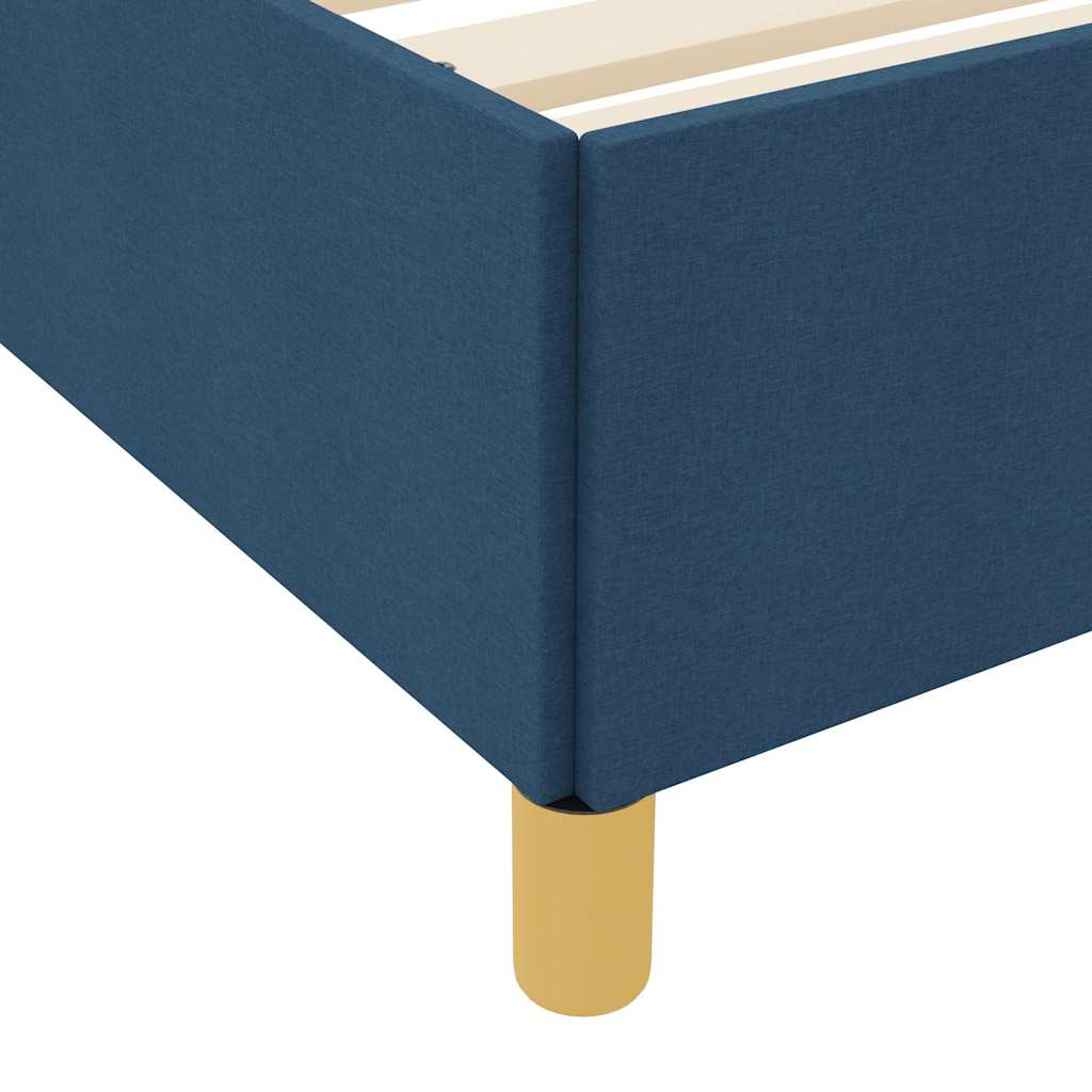 Box Spring Seng Blå Og Mørkeblå Og Hvid 200 X 200 Cm Stof - Billede 9