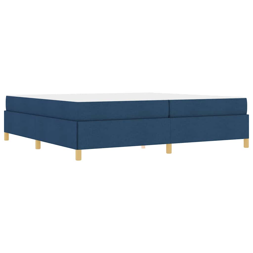 Box Spring Seng Blå Og Mørkeblå Og Hvid 200 X 200 Cm Stof - Billede 2
