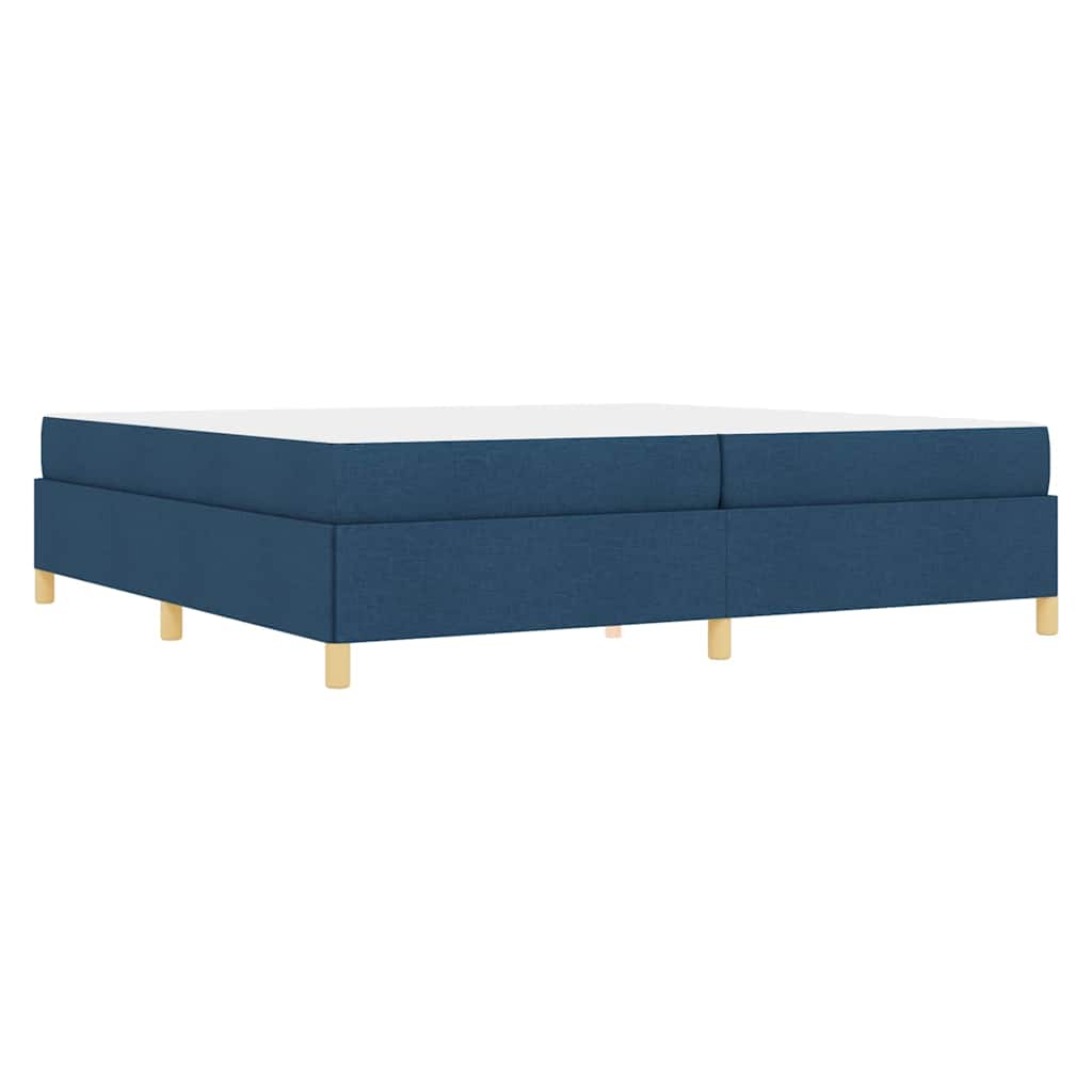 Box Spring Seng Blå Og Mørkeblå Og Hvid 200 X 200 Cm Stof - Billede 8